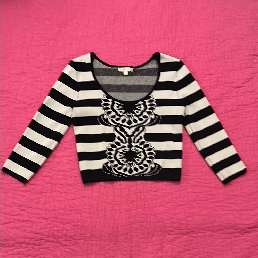 Jealous Tomato Black and White Striped Women's Top, S